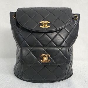 Auth Chanel CC Quilted Matelasse Drawstring Backpack